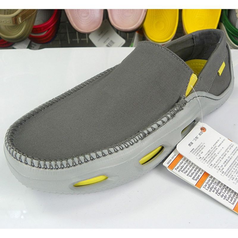 GIÀY  LƯỜI VẢI  CROSS TIDELINE SLIP ON CHO NAM MÀU XÁM