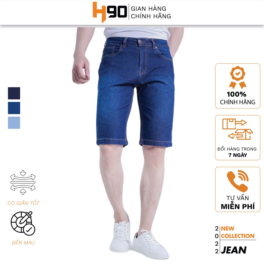 Quần Short Jean Nam H90 Chất Bò Giấy Cao Cấp Co Giãn 4 Chiều, Không Bai Gião, Bền Màu, Mặc Cực Thoải Mái  HSTJ001-01