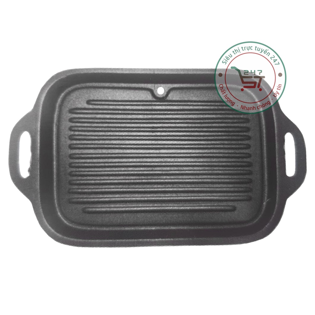 Chảo nướng hình chữ nhật dài sọc lớn chống dính 39x24cm Chảo nướng đa năng tiện dụng trong gia đình