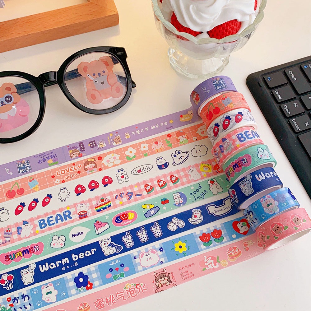 Băng Keo Washi Họa Tiết Hoạt Hình Dễ Thương Trang Trí Sổ Tay DIY