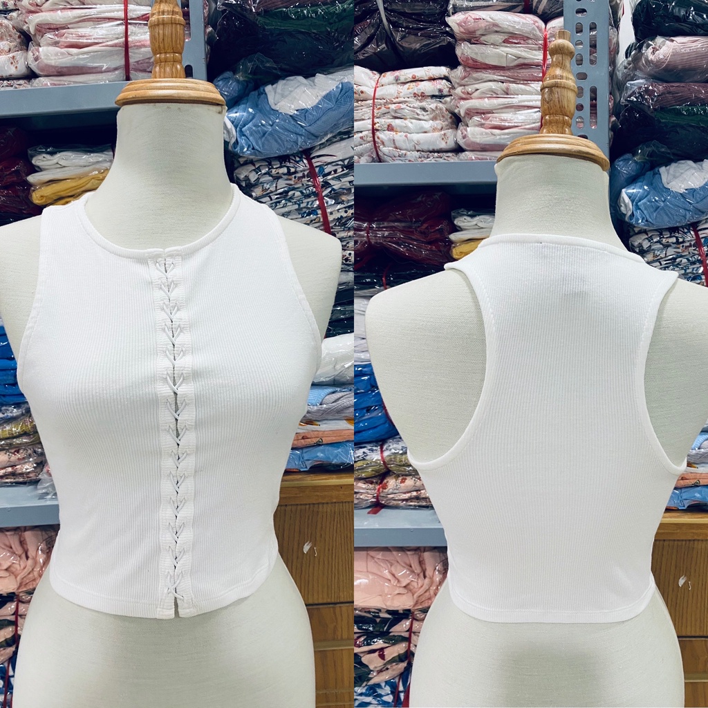 Áo croptop ba lỗ dây đan kiểu