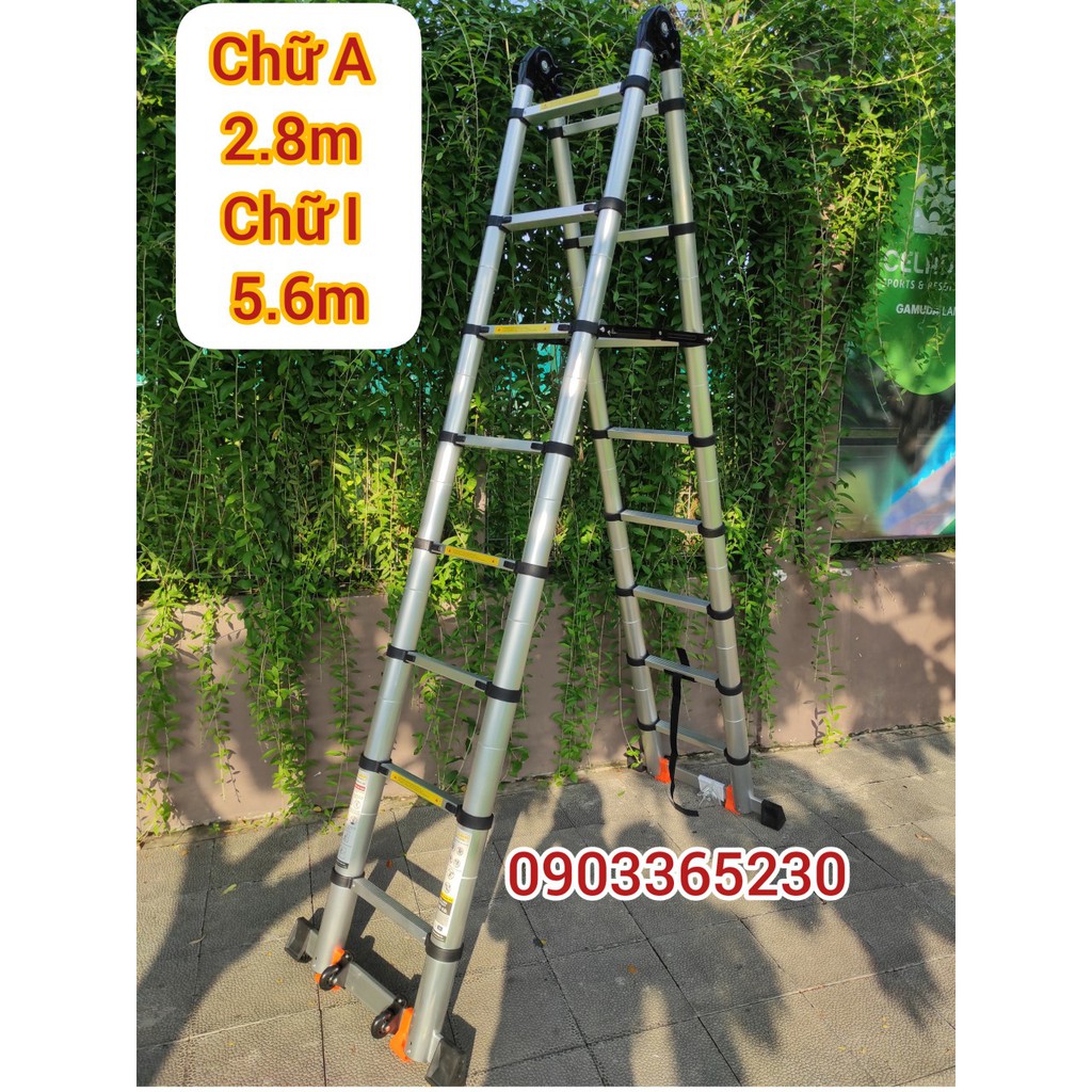 2 MẪU THANG NHÔM RÚT ĐÔI CHỮ A  xếp gọn chính hãng Sumika NEW 2020 TẢI TRỌNG 300KG
