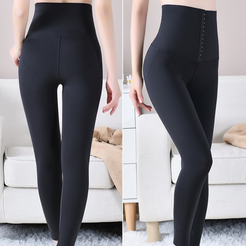 Quần legging gen bụng móc cài đùi ngố dài