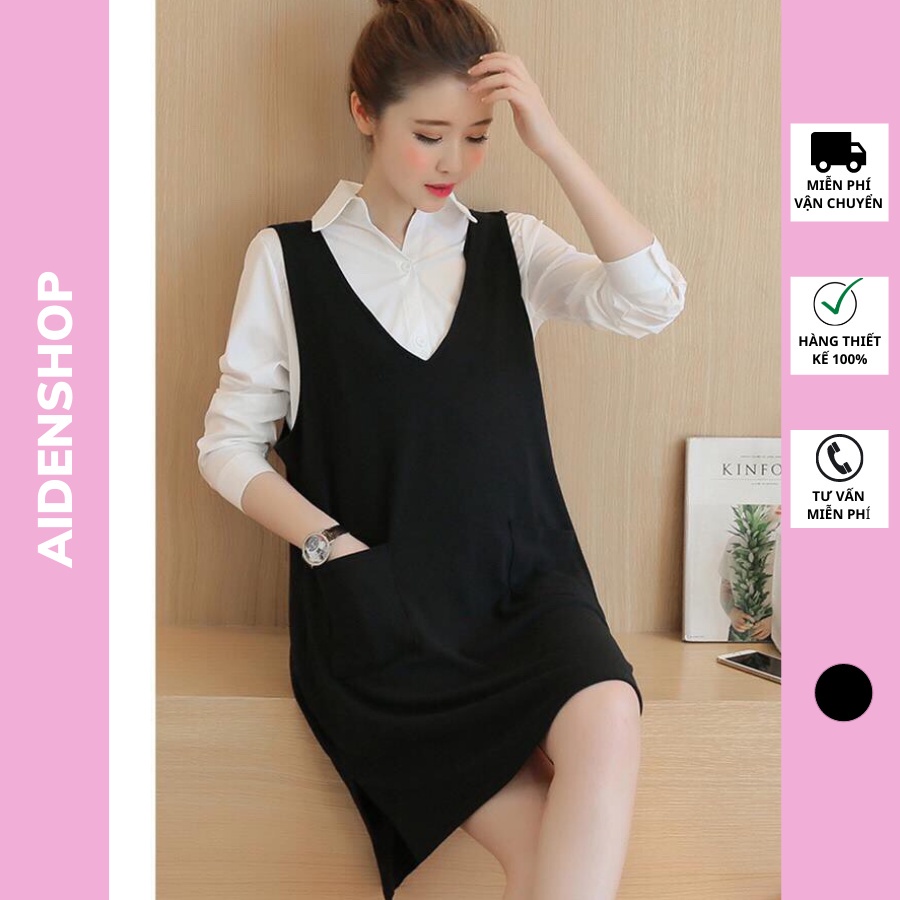 ✓VÁY YẾM BẦU CÔNG SỞ ĐẸP Aidenshop (yếm rời) màu đen cao cấp loại 1 (inbox tư vấn size)