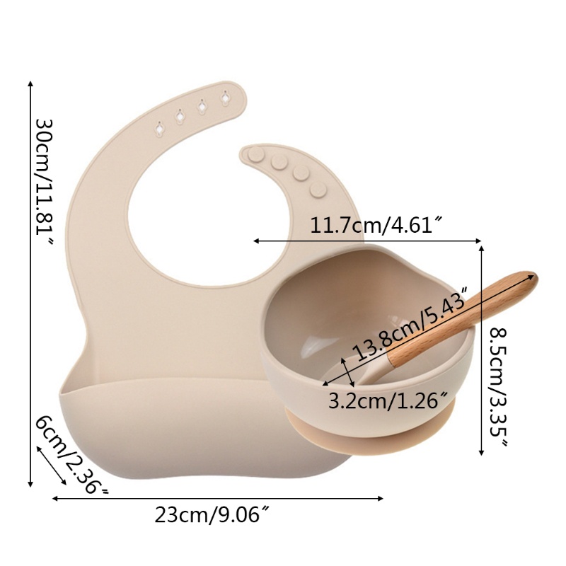 Bộ 3 Yếm Ăn Bằng Silicone Chống Nước Kèm Muỗng Dành Cho Bé Sơ Sinh