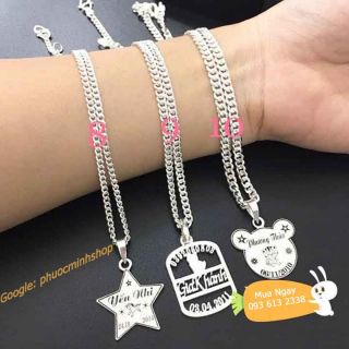 Dây chuyền kèm mặt bạc ghi tên bé