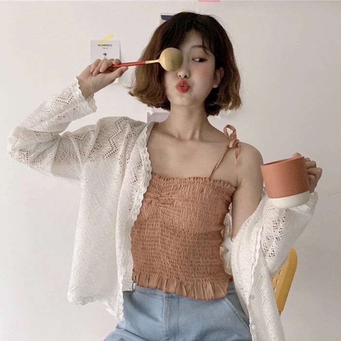Áo Khoác cardigan Ren Mỏng Tay Dài Dáng Rộng Thời Trang Mùa Hè Dành Cho Nữ