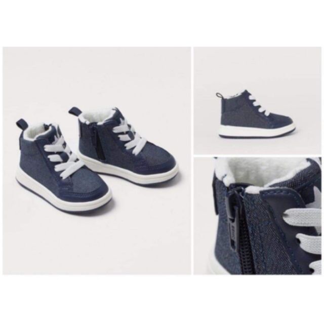 [GIÀY CAO CẤP] Giày Sneaker HM xanh than, có dây và khoá kéo cho bé từ 0-3 tháng tuổi