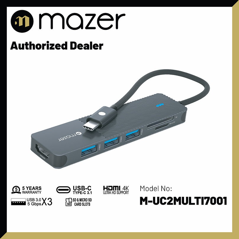 Cổng chuyển đổi Hub Mazer USB-C Multimedia Pro 6-in-1