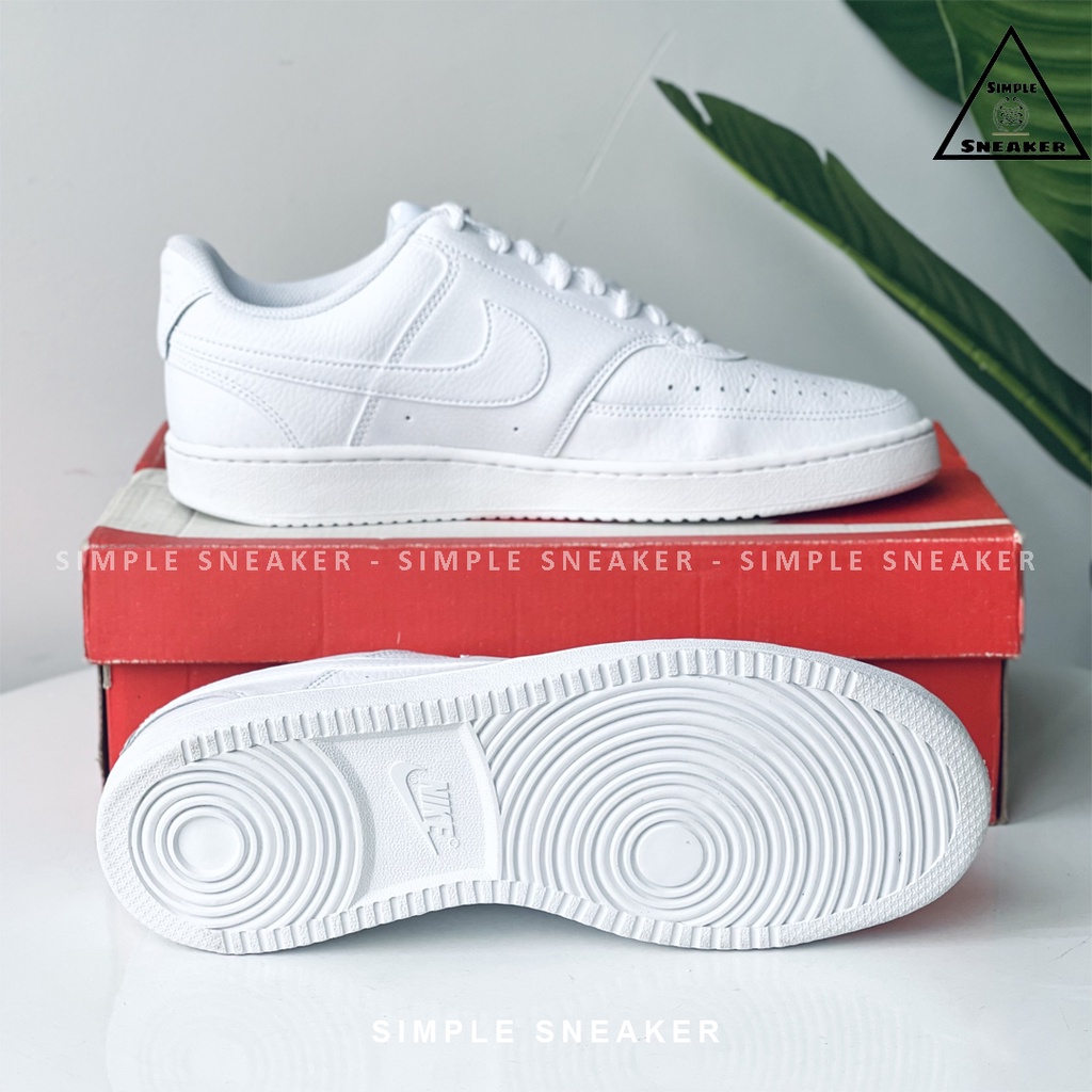 Giày Nữ Nike Court Vision Chính Hãng FREESHIP Nike Court Vision All White - Giày Sneaker Da Màu Trắng - Simple Sneaker