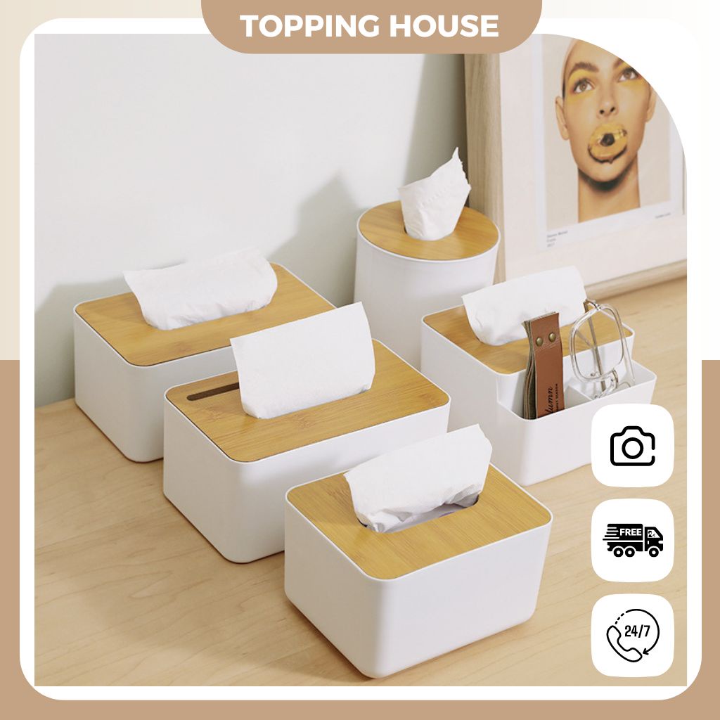 Hộp Đựng Khăn Giấy Ăn Nắp Gỗ Tiện Lợi Để Bàn - GD05
