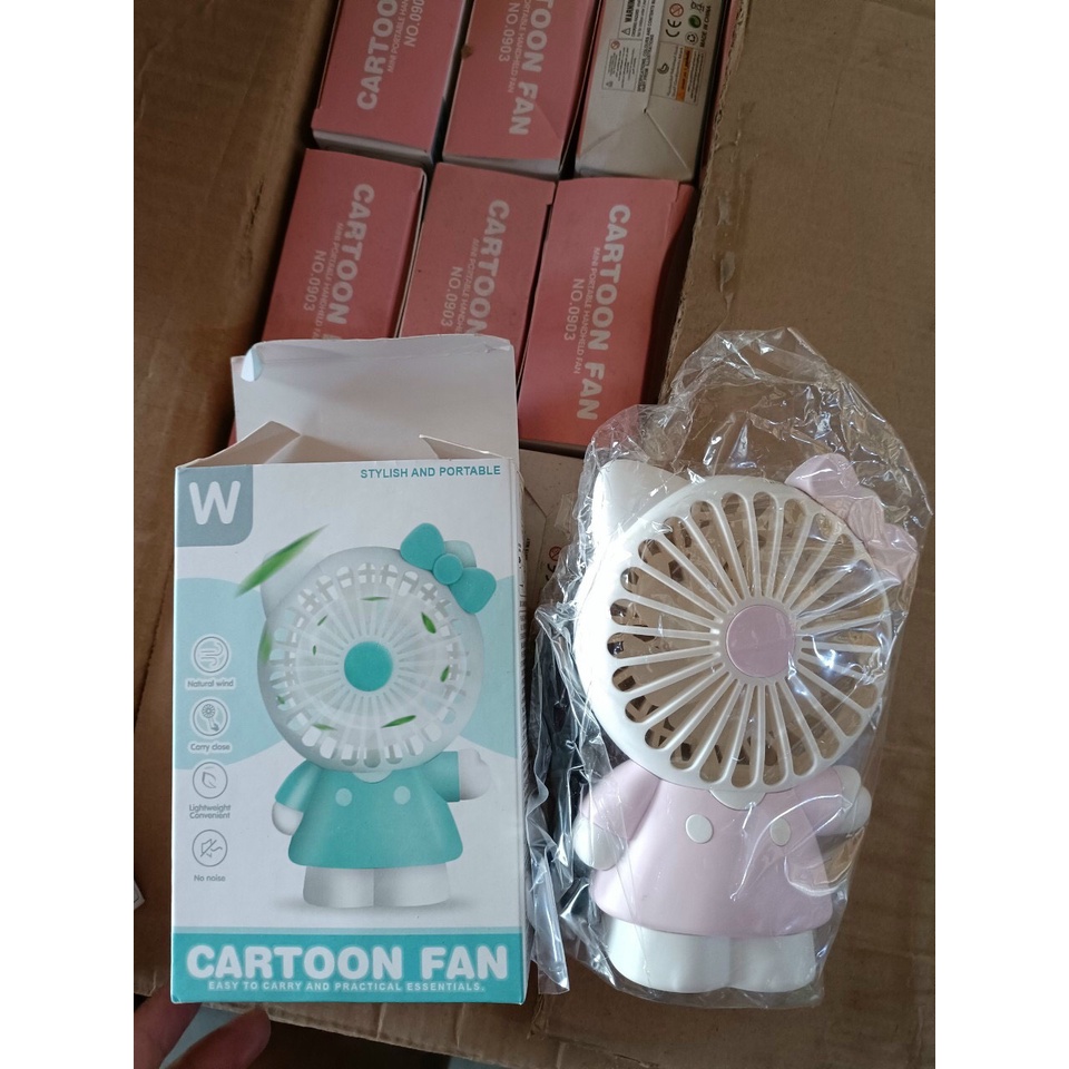 Quạt mini cầm tay và để bàn Pin sạc tích điện Thú dễ thương (giao ngẫu nhiên)