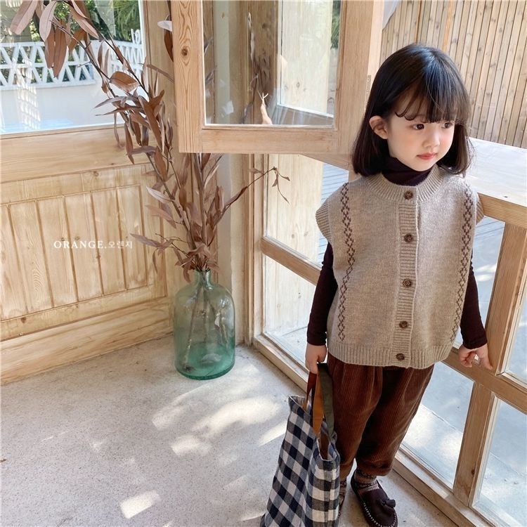 Áo Khoác Cardigan Len Dệt Kim Không Tay Phong Cách Hàn Quốc Thời Trang Thu Đông Dành Cho Trẻ