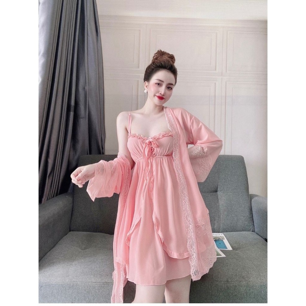 Váy ngủ áo choàng ❣️FREE SHIP❣️ Đầm ngủ sexy lụa Satin Chất Siêu Mát Dáng Siêu Xinh | BigBuy360 - bigbuy360.vn