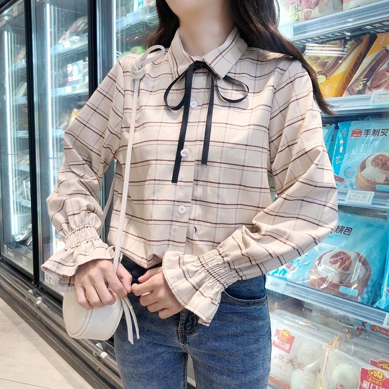 Áo Sơ Mi Tay Dài Dáng Rộng Họa Tiết Kẻ Sọc Phong Cách Hàn Quốc Thời Trang 2022 Mới Cho Nữ