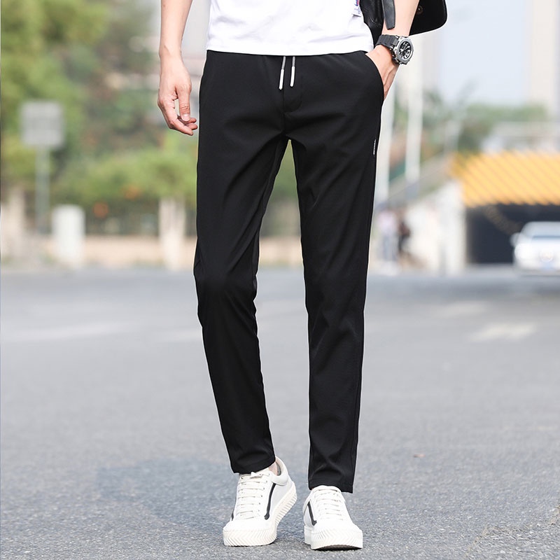 Quần Dài Thể Thao Dáng Rộng Vải Lụa Lạnh Nhanh Khô Thoáng Khí Thời Trang Mùa Hè Cho Nam