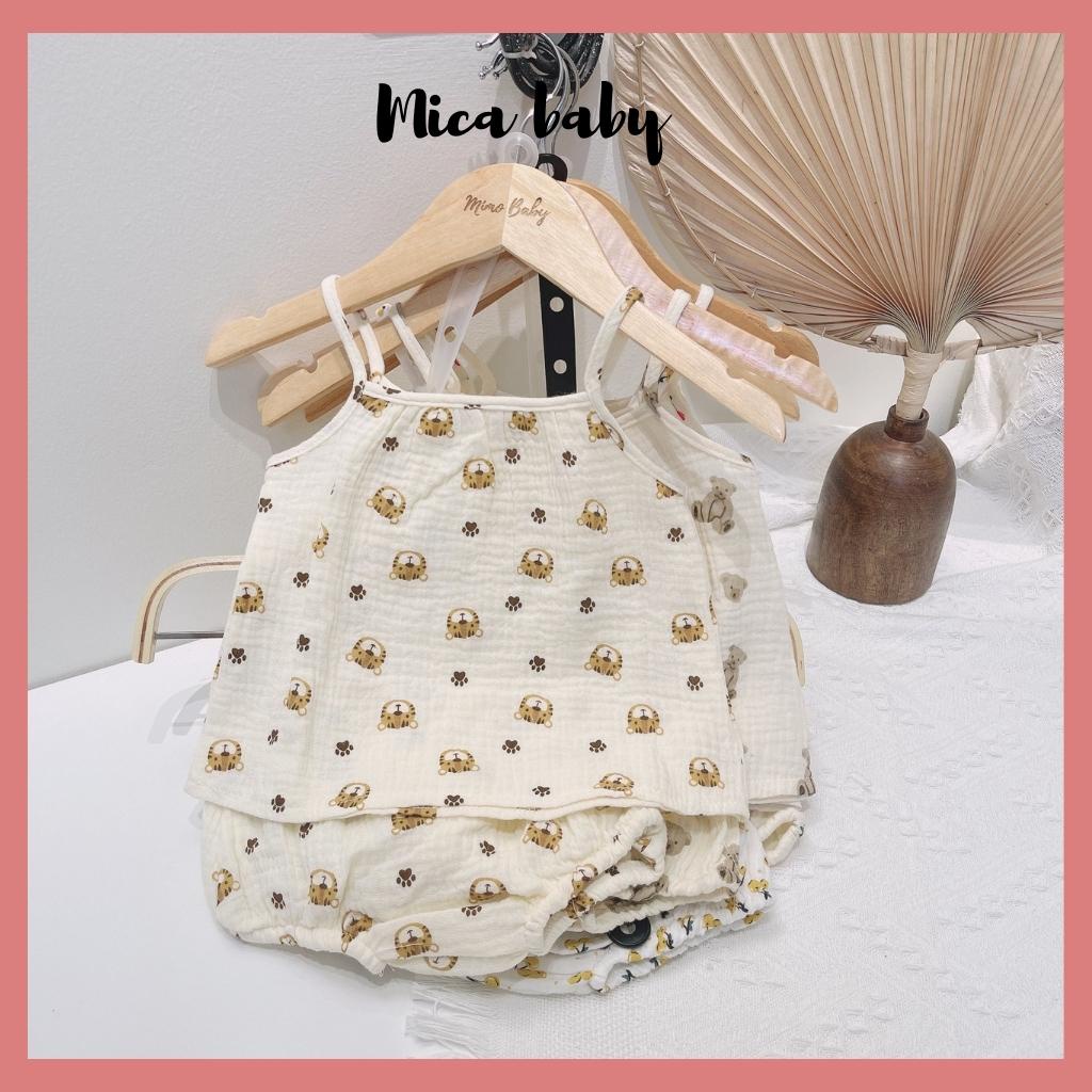 Set bộ 2 dây bé gái 5-13kg vải xô Muslin mềm mại đáng yêu Mica baby QA25