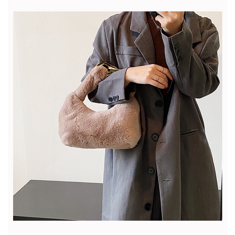 Túi Xách Đeo Vai Phủ Bông Acrylic Cỡ Lớn Phối Dây Xích Thời Trang 2022 Dễ Thương Dành Cho Nữ