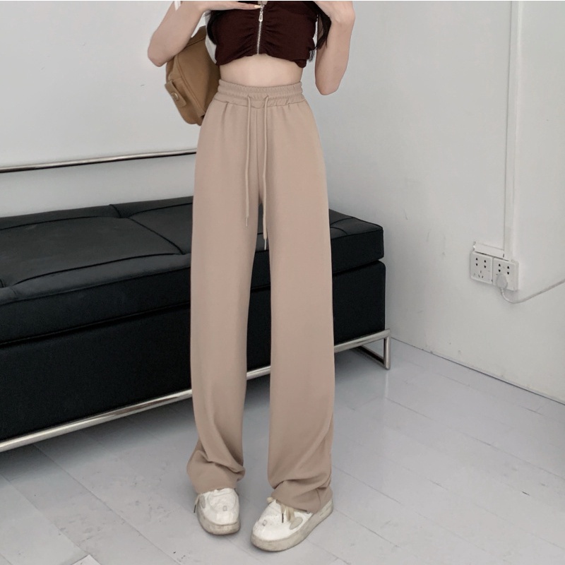 QADCOL Quần ống rộng Lưng Thun Màu Sắc Đơn Giản Thời Trang Cho Nữ