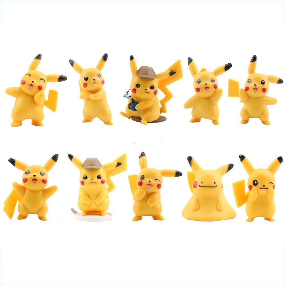 LILYES Set 10 Mô Hình Pikachu Trang Trí Bánh Kem Xinh Xắn