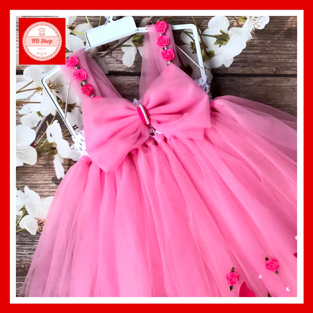 Đầm công chúa cho bé ❤️FREESHIP❤️ Đầm công chúa nơ đính bớm và hóa nhí cho bé gái