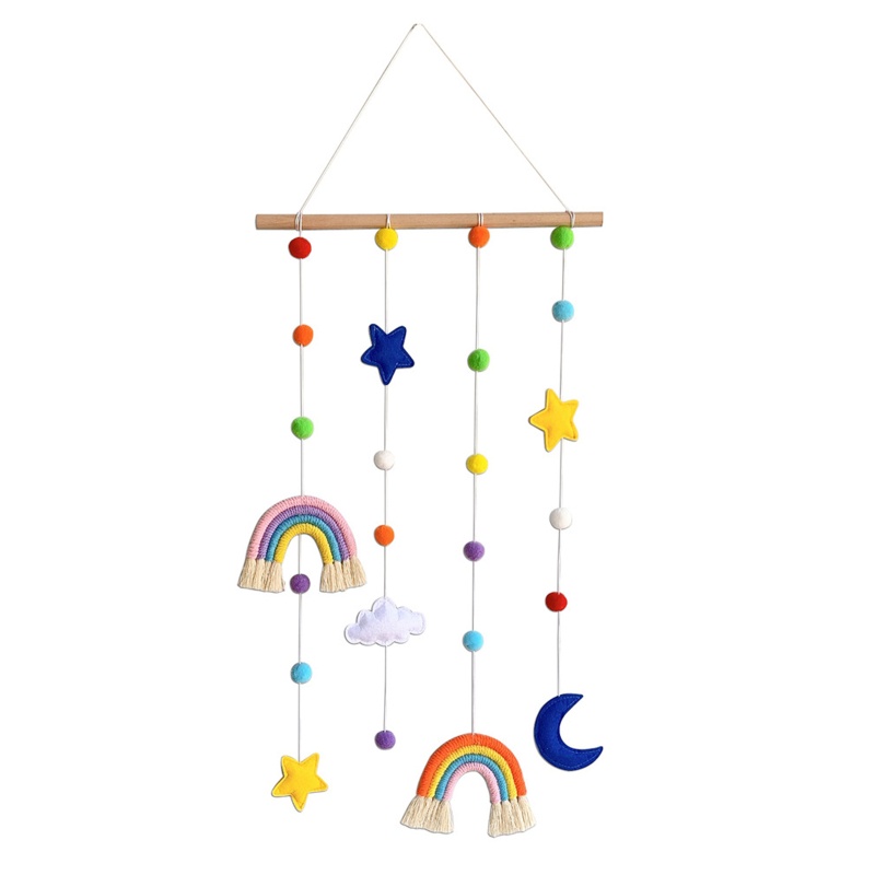 Giá Đỡ Trưng Bày Ảnh Treo Tường Kèm Bóng Lông Màu Cầu Vồng Độc Đáo Trang Trí Nhà Cửa