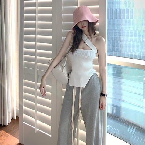 Cocory vn Áo Croptop Sát Nách Màu Trơn Thời Trang Mùa Hè Cho Nữ