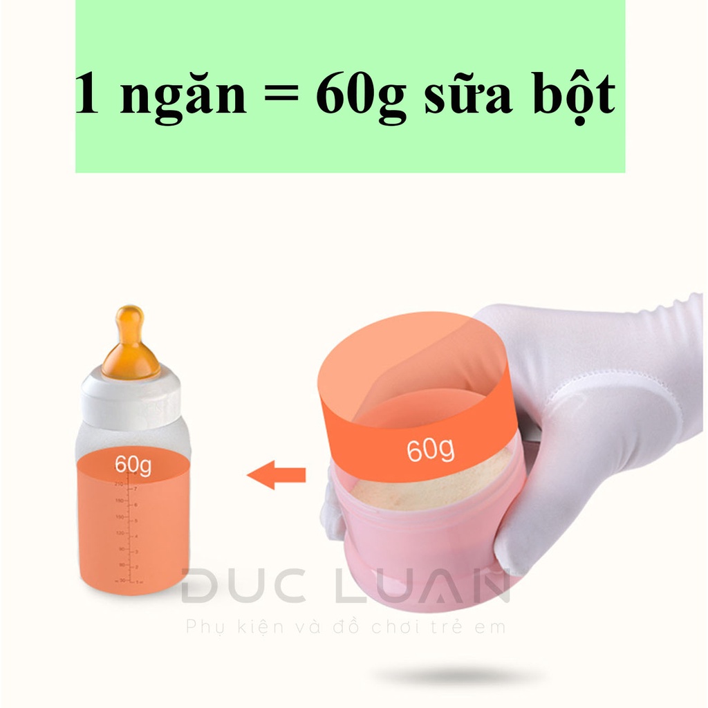 Hộp chia sữa 3 ngăn có vòi riêng - hộp đựng sữa 4 ngăn cho bé đi chơi