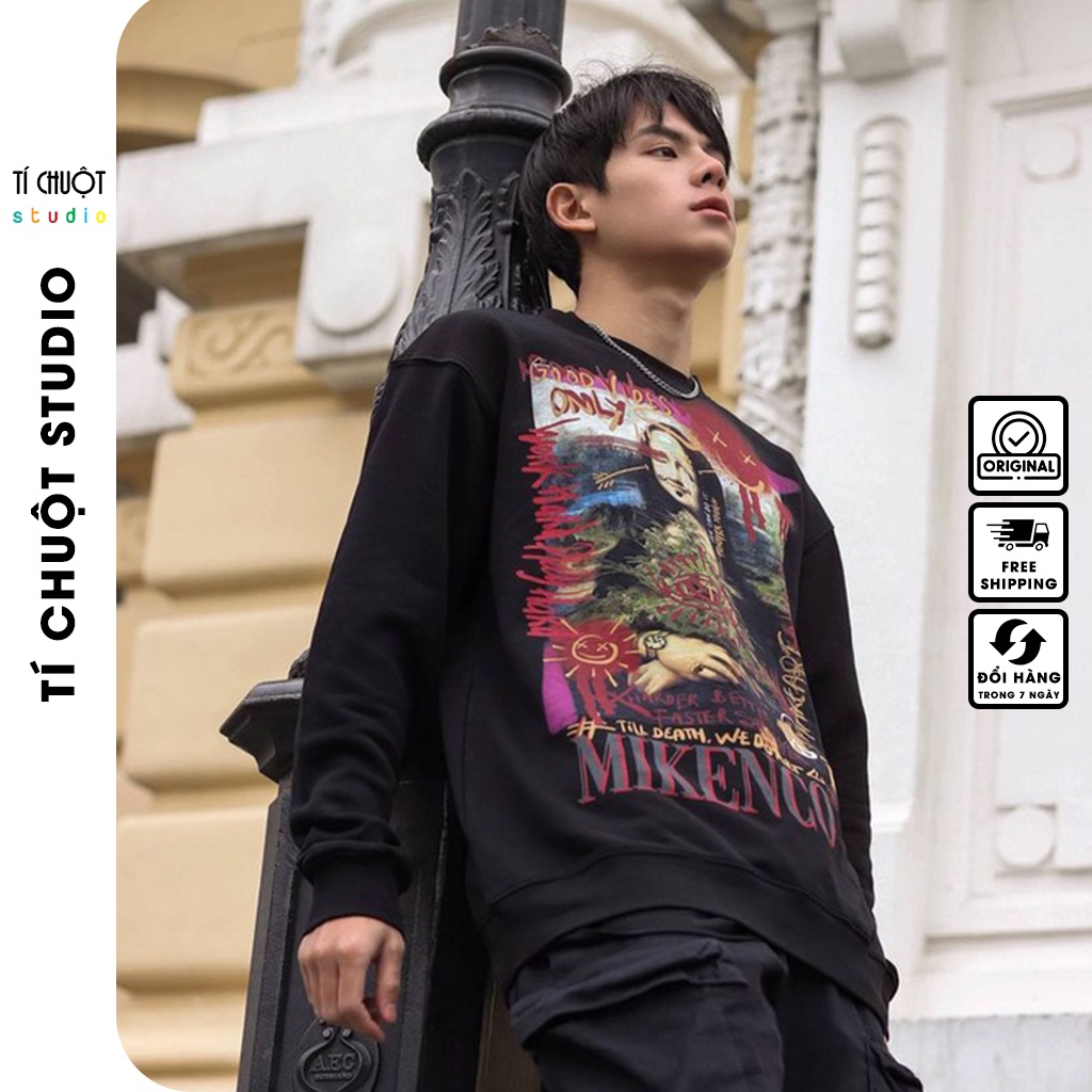 Áo sweater mikenco fallen angle, áo tay dài nỉ bông mikenco thiên thần nam nữ form rộng thu đông - Tí Chuột Studio