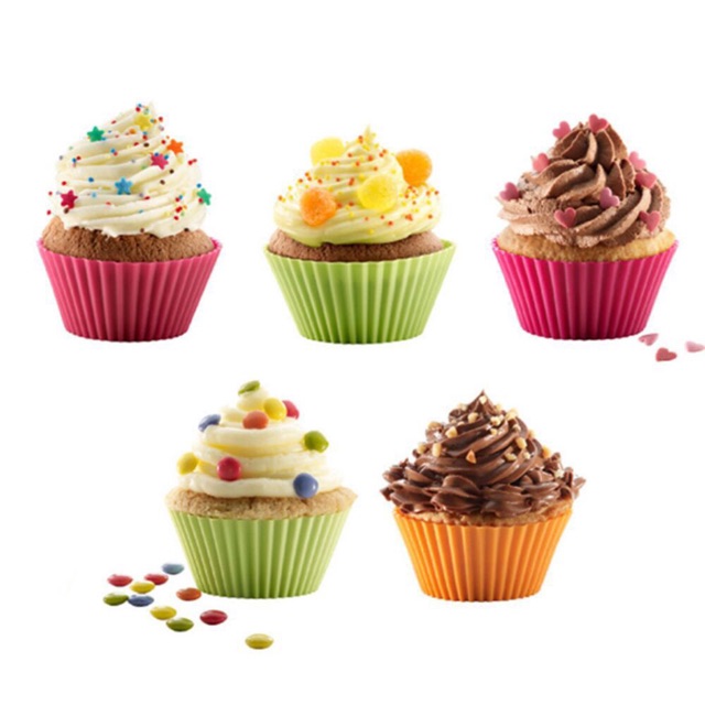 [1 cái] Khuôn silicon làm bánh cupcake, muffin chịu nhiệt độ cao, dùng được hấp, nướng trong lò