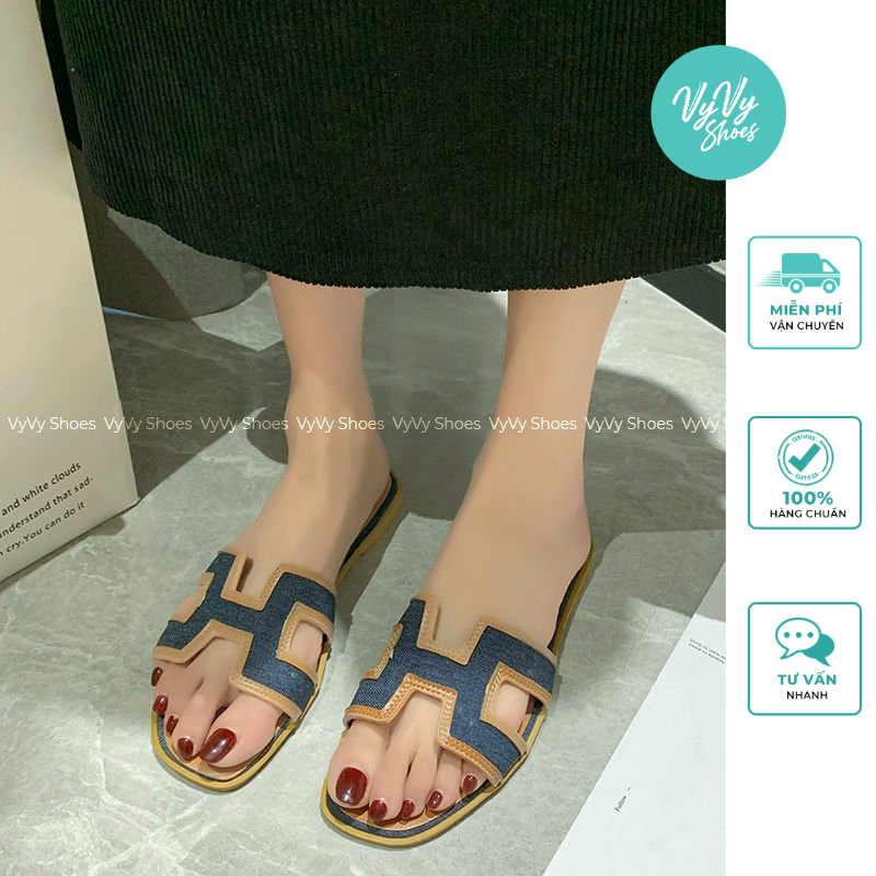 Dép bệt phối jeans VyVyShoes M589