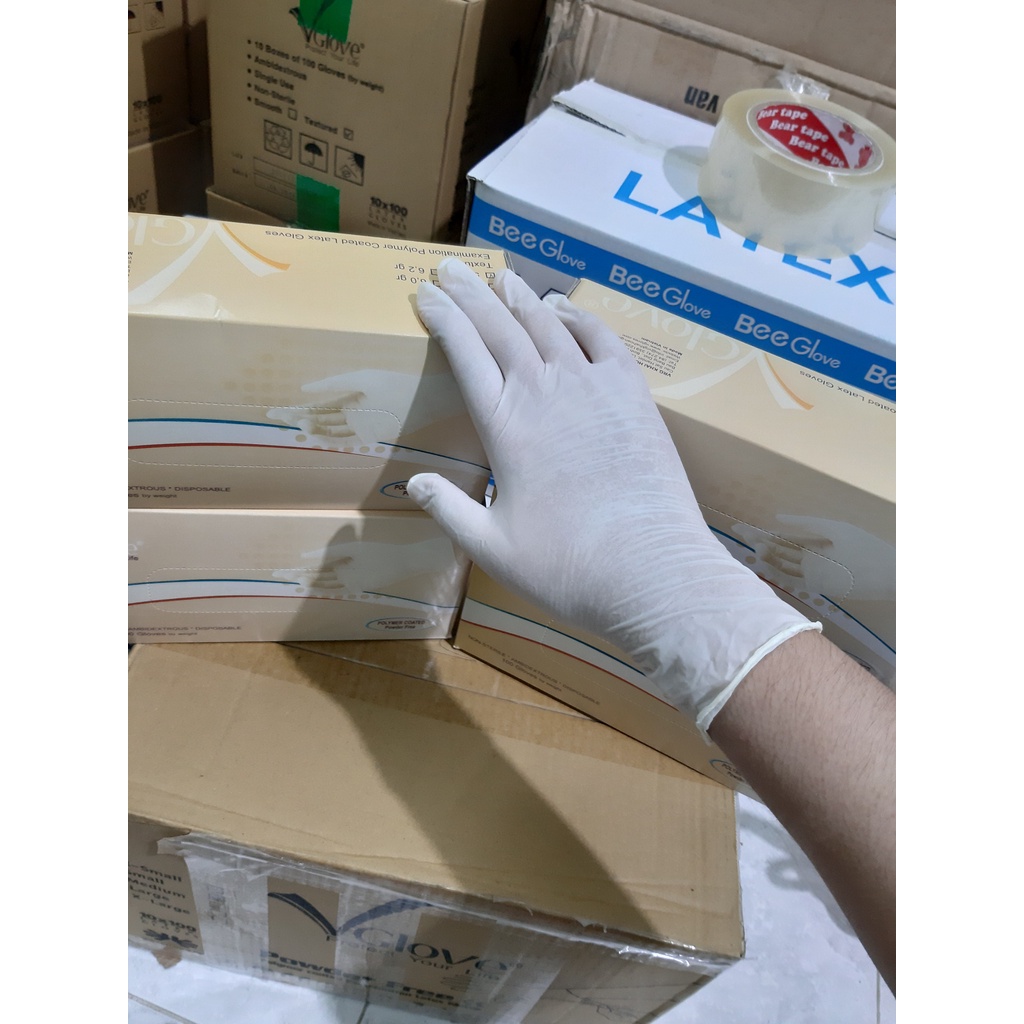 1 thùng 10 hộp Găng tay y tế không bột Vglove Khải Hoàn phủ Polymer 5.4g 24cm - 100 cái/hộp - hộp/50 đôi , XS,S,M,L