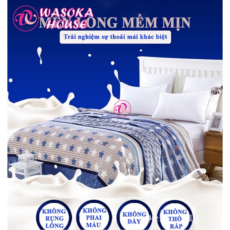 Chăn mền lông tuyết mềm mại, ấm áp, họa tiết dễ thương 2mx2m2