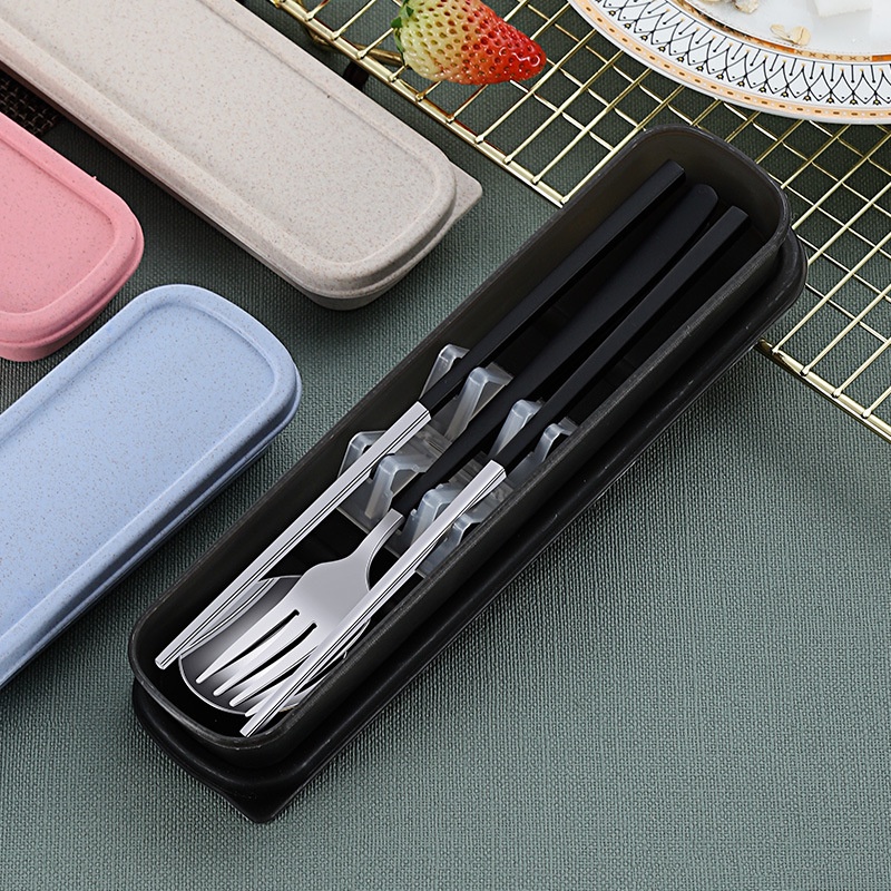 Bộ muỗng nĩa đũa bằng thép không gỉ 304 thiết kế nhỏ gọn tiện dụng dành cho học sinh