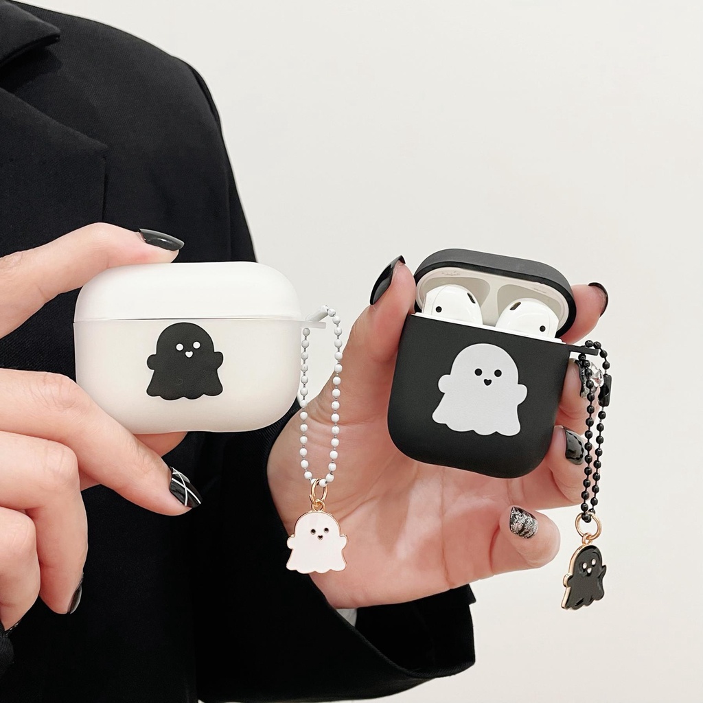 Vỏ Bảo Vệ Hộp Sạc Tai Nghe Bluetooth Airpods 1 / 2 Pro gen3 2021 Bằng Tpu Silicone Mềm Trong Suốt Chống Rơi Hình Ma Hoạt Hình
