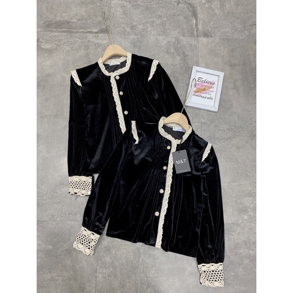 [Siêu Hot] Áo Nhung Viền Ren Khuy Ngọc Tiểu Thư, Áo Kiểu Nữ Siêu Xinh Có Ảnh Thật Kèm Video | BigBuy360 - bigbuy360.vn