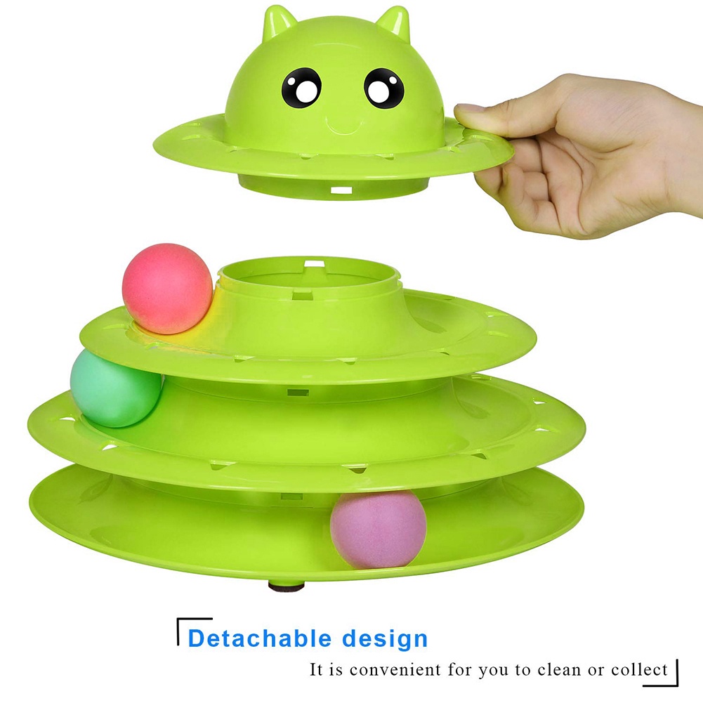 Đồ Chơi Tháp Bóng Lăn 3 Cấp Độ Chống Trượt Nhiều Màu Cho Mèo