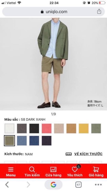 Quần Short Nam Chino- Uniqlo chính hãng