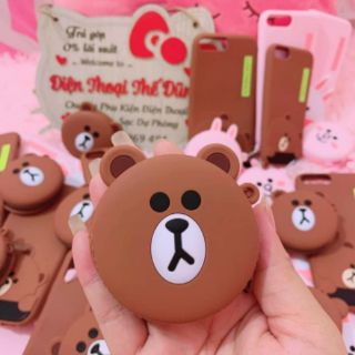 Ốp lưng iPhone 6/7/8/6plus/7plus/8plus/X/XS max hình gấu có túi