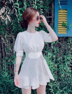 Đầm thô trắng hở lưng🏖 ảnh thật