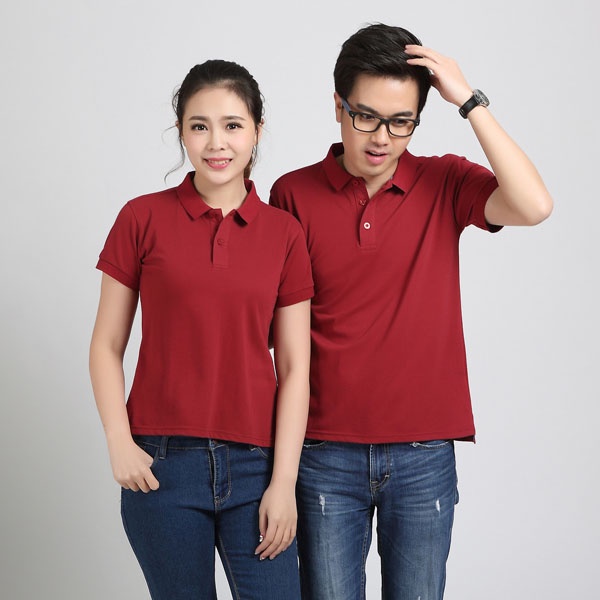 Áo Thun Có Cổ Polo Cá Sấu 4 Chiều Cổ Bẻ Màu Đỏ Đô Form Xuông Dùng Cho Nam Và Nữ