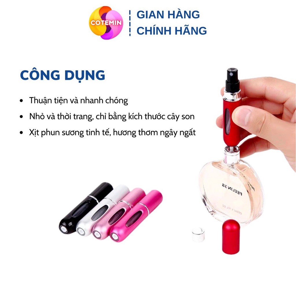 Lọ chiết nước hoa mini tự động LOẠI CAO CẤP dạng xịt lọ 5ml lấp lánh cực đẹp COTEMIN