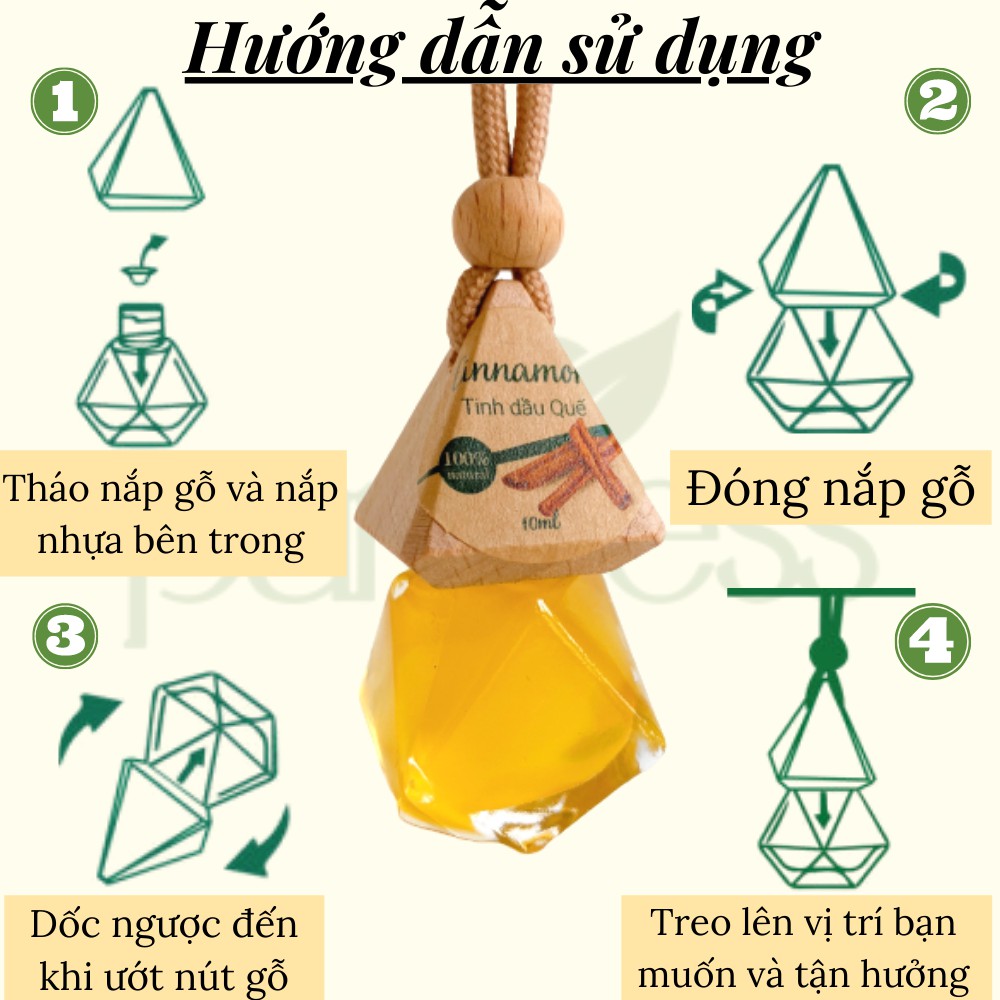 Tinh dầu treo xe ô tô Purevess - giúp khử mùi xe hơi, làm thơm phòng, thư giãn, đuổi muỗi 7ml (8 mùi chọn lựa)