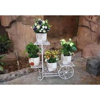 Kệ sắt hình bánh xe để chậu hoa cây cảnh