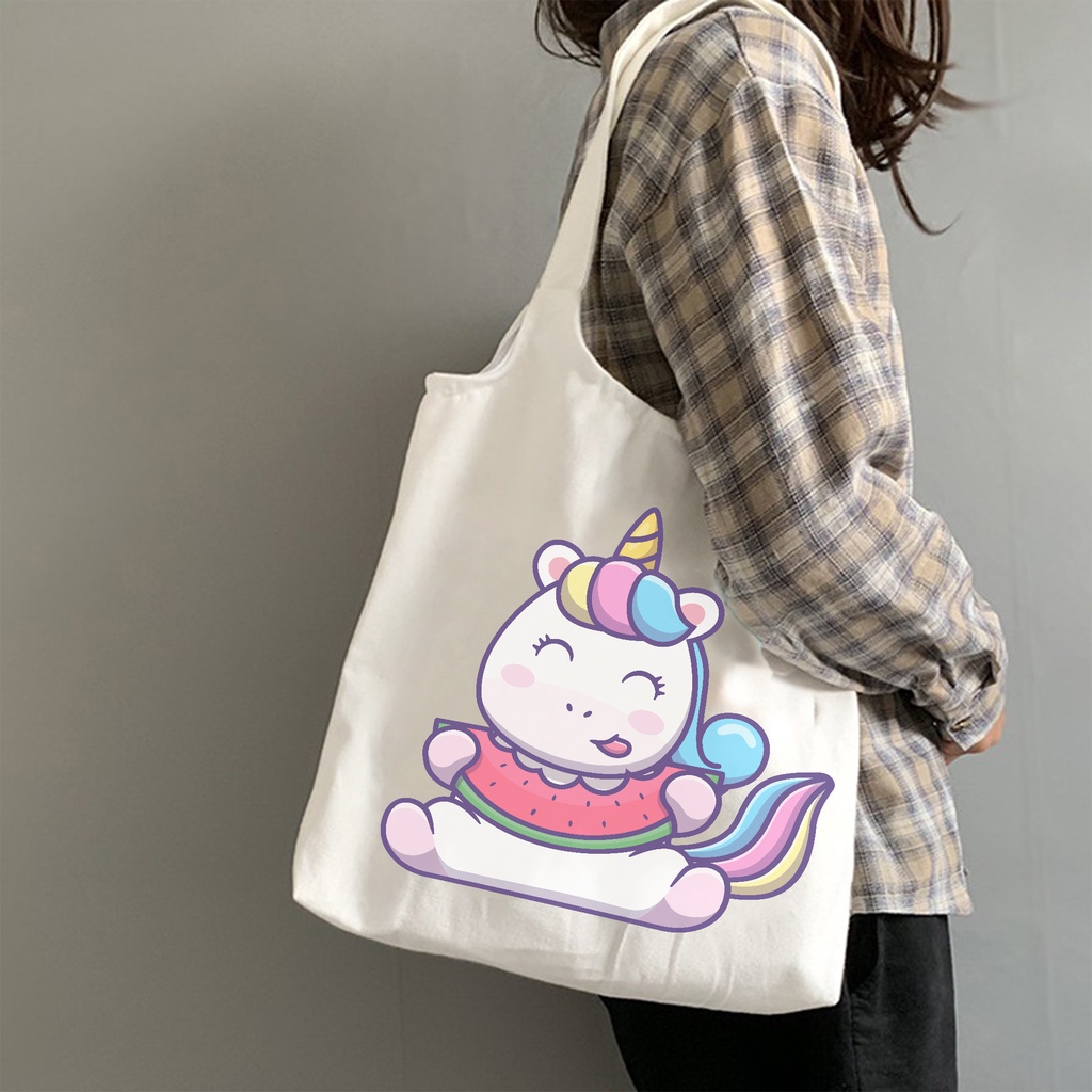 Túi tote canvas nữ quai liền nhiều hình dễ thương