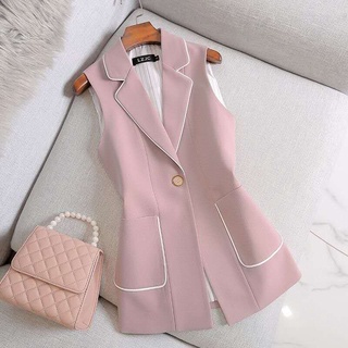 Áo Khoác Blazer Sát Nách Phối Nút Phong Cách Vintage