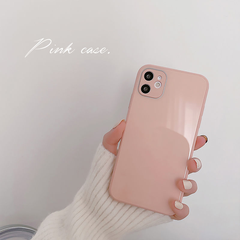 Ốp Điện Thoại Mặt Kính Cường Lực Màu Trơn Bảo Vệ Cho Iphone Se/7/7p/8/8p/X/Xs/Xsmax/Xr/11/12/Pro/Pro Max