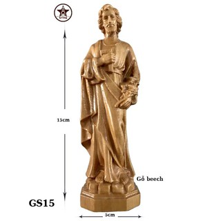 Tượng  gỗ Thánh Giuse cao 15cm