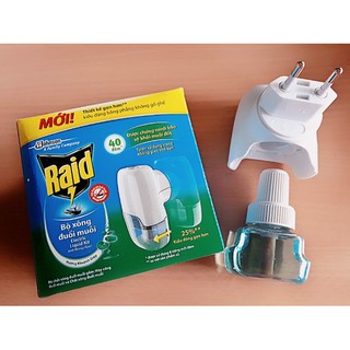 BỘ MÁY ĐUỔI MUỖI RAID TẶNG LÈM LỌ TINH DẦU ĐUỔI MUỖI 21 ML