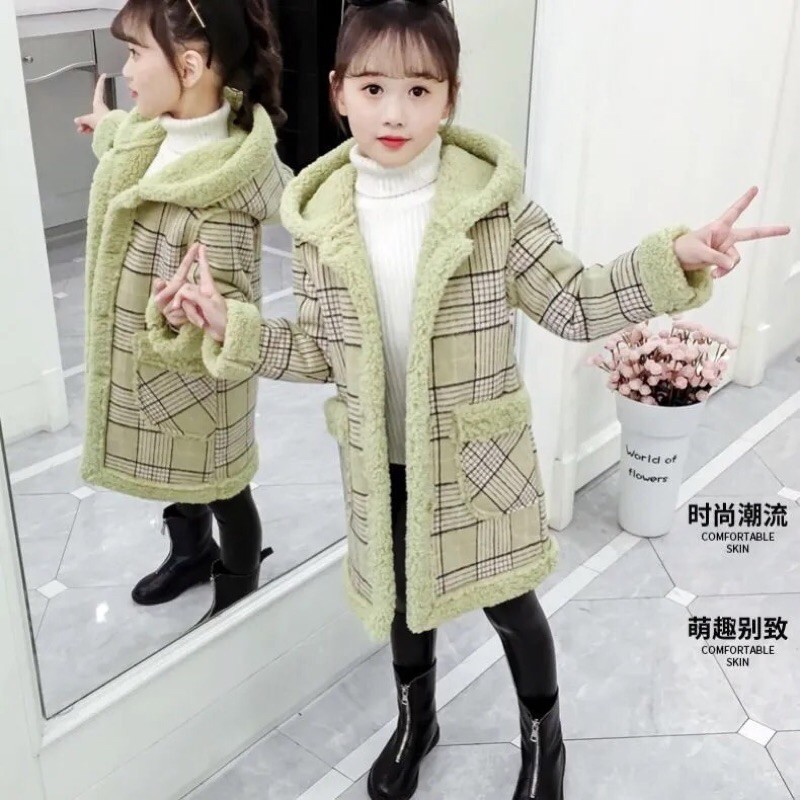 Áo dạ lót lông cho bé gái cao từ 95-160cm 15-47kg